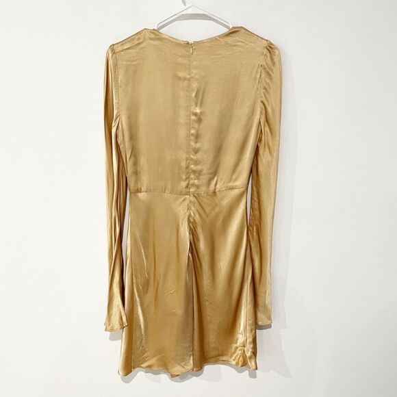 Shona Joy Felicity Plunged Tie Front Mini Dress in Porcini - Picture 5 of 8